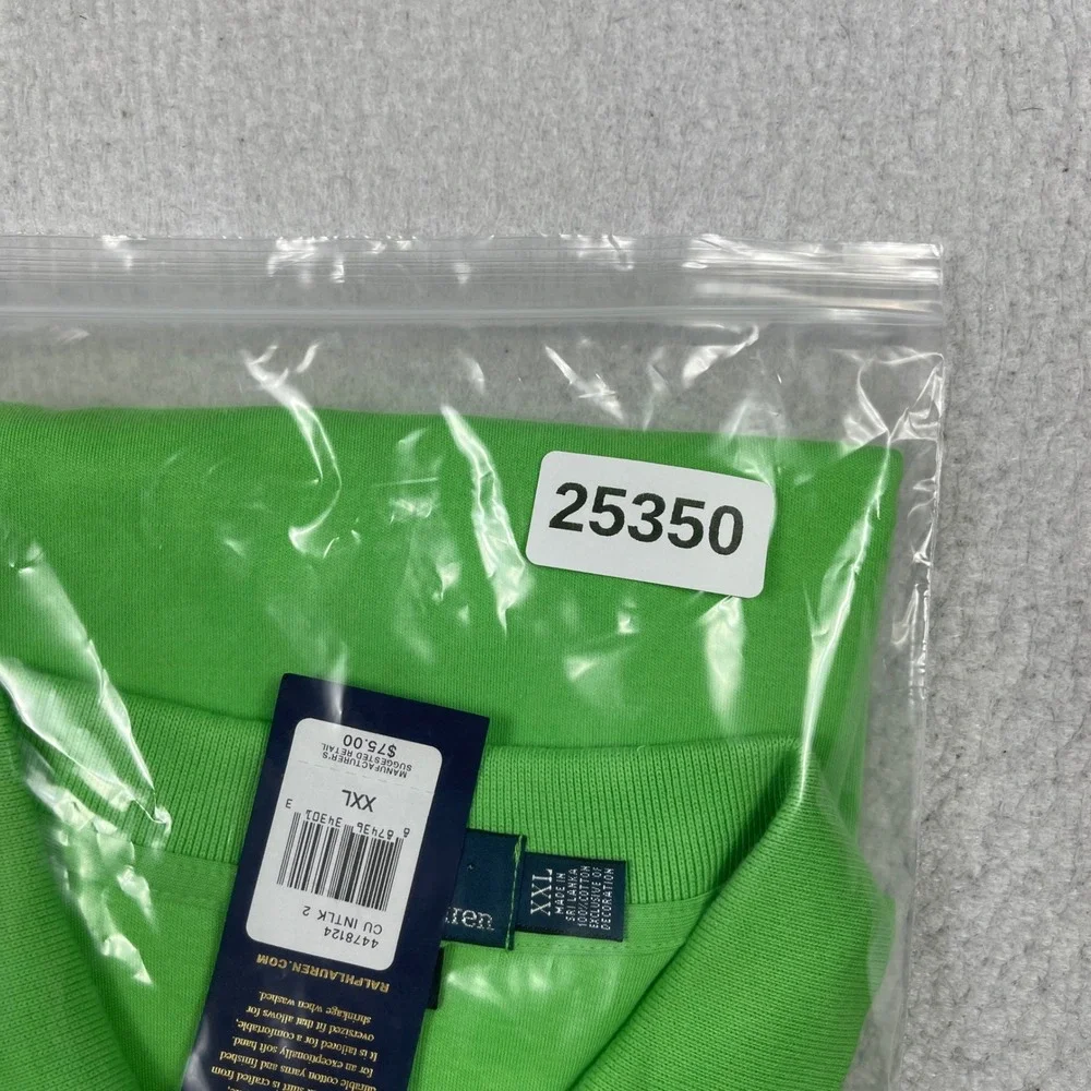 Polo Ralph Lauren Polo Shirt Mens XXL Green Pink Pony Interlock Knit New
